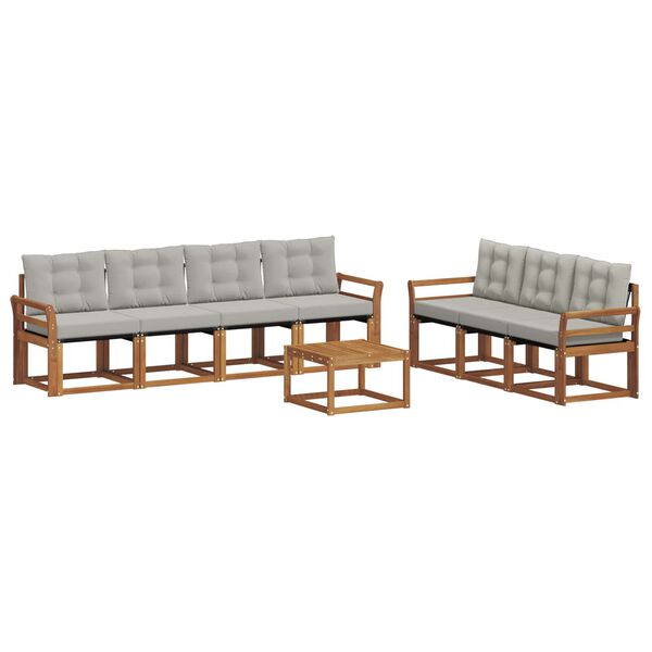 vidaXL Conjunto de sof&aacute;s de exterior 8 pcs Gris Natural y Claro