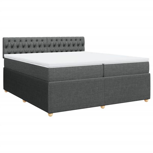 vidaXL Cama box spring con colch&oacute;n tela gris oscuro 200x200 cm