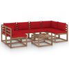 vidaXL Muebles de jard&iacute;n de palets 7 pzs con cojines madera impregnada