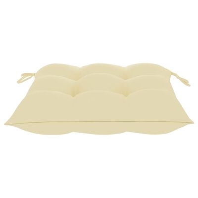 vidaXL Sillas de comedor 4 uds madera de teca con cojines blanco crema