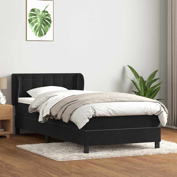 vidaXL Cama box spring con colch&oacute;n cuero sint&eacute;tico negro 90x210 cm