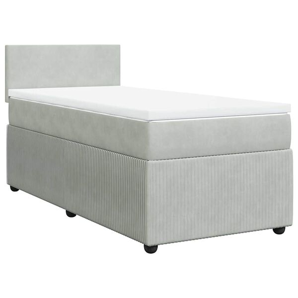 vidaXL Cama box spring con colch&oacute;n terciopelo gris claro 90x190 cm