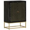 vidaXL Aparador con 2 puertas madera mango negro y dorado 55x30x75 cm