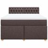 vidaXL Cama box spring con colch&oacute;n tela marr&oacute;n oscuro 140x190 cm