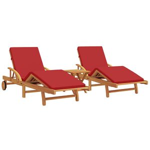 vidaXL Tumbona 3 uds. Madera de Acacia S&oacute;lida Rojo
