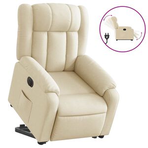 vidaXL Sill&oacute;n el&eacute;ctrico reclinable elevable de tela color crema