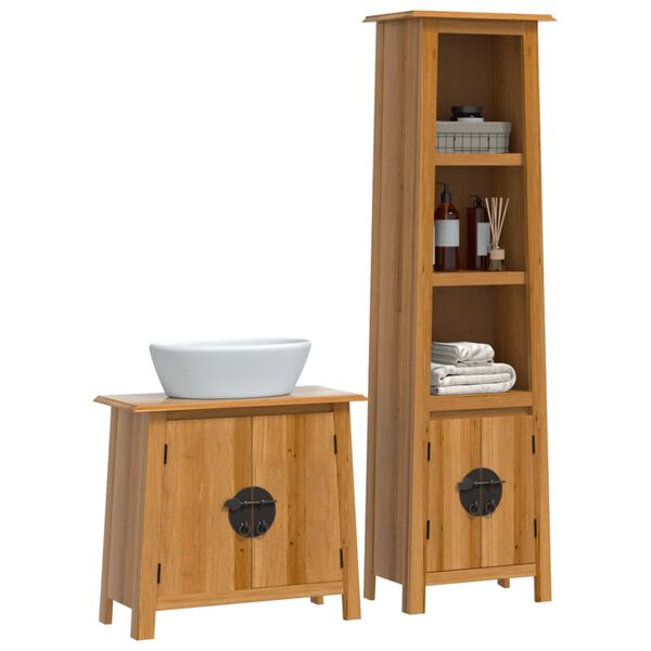 vidaXL Conjunto de muebles de ba&ntilde;o 2 piezas madera maciza de pino