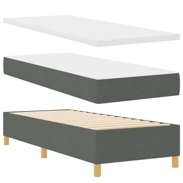 vidaXL Cama tipo Box Spring con colch&oacute;n Gris oscuro 80 x 200 cm tela