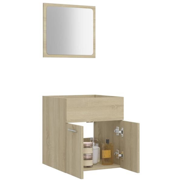 vidaXL Set de muebles de ba&ntilde;o 2 pzas contrachapada color roble Sonoma