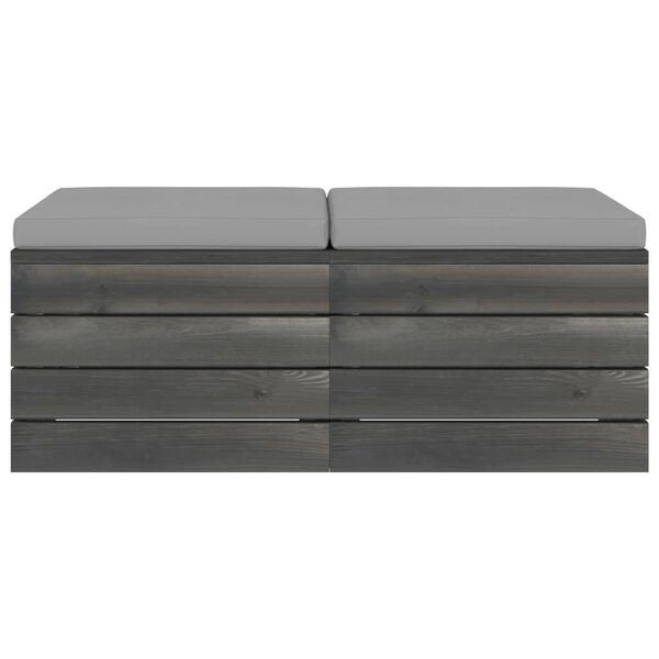 vidaXL Otomanas de palets de jardín 2 pzas cojines madera maciza pino