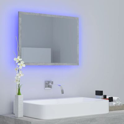vidaXL Espejo de baño acrílico gris hormigón 60x8,5x37 cm