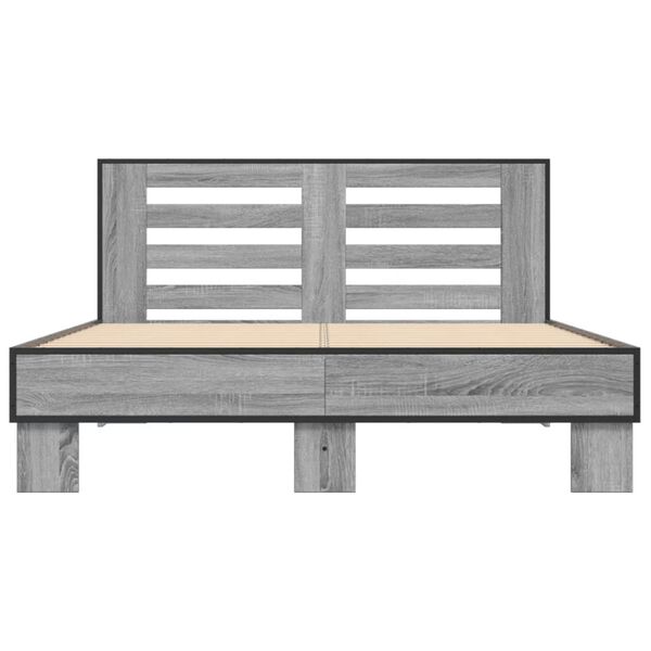 vidaXL Estructura cama madera ingeniería metal gris Sonoma 120x190 cm