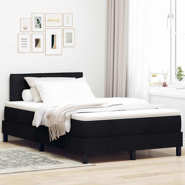 vidaXL Cama tipo Box Spring con colch&oacute;n Negro 120 x 190 cm tela