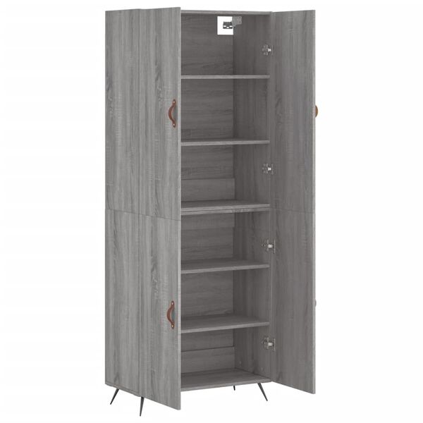 vidaXL Aparador alto madera contrachapada gris sonoma 69,5x34x180 cm