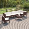 vidaXL Set muebles de jard&iacute;n 8 pzas y cojines rat&aacute;n sint&eacute;tico marr&oacute;n