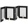 vidaXL Puerta para perros plegable con soportes 4 uds. Roble Negro