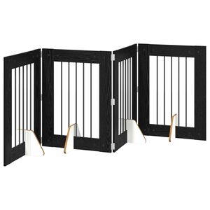vidaXL Puerta para perros plegable con soportes 4 uds. Roble Negro