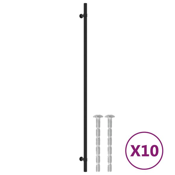 vidaXL Tiradores para armarios 10 uds acero inoxidable negro 480 mm