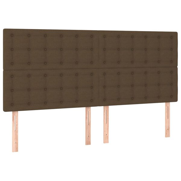 vidaXL Cabecero de cama marr&oacute;n oscuro 200x5x118/128 cm Tela