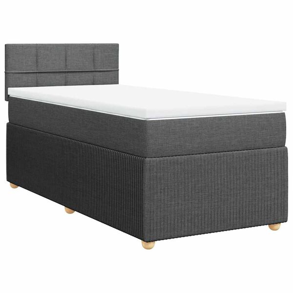 vidaXL Cama box spring con colch&oacute;n tela gris oscuro 100x200 cm