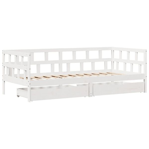 vidaXL Sofá cama con cajones madera maciza de pino blanca 80x200 cm