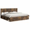 vidaXL Estructura de cama con almacenamiento y cabecero Roble Ahumado