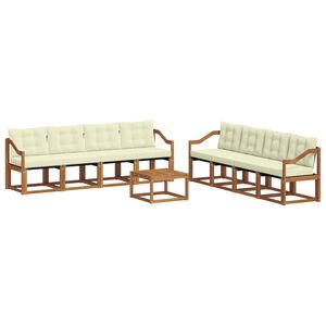 vidaXL Conjunto de sof&aacute;s de exterior con coj&iacute;n 9 pcs Natural y Crema