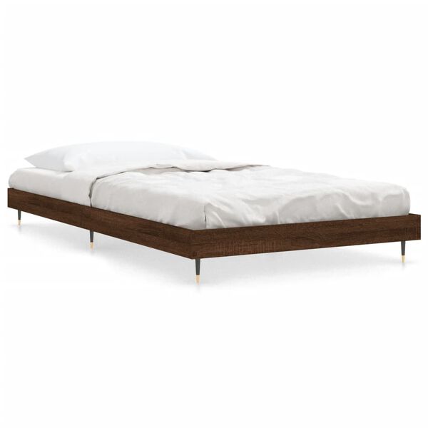 vidaXL Estructura de cama sin colch&oacute;n madera marr&oacute;n roble 100x200 cm