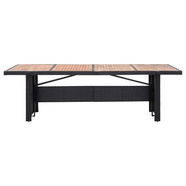 vidaXL Set comedor de jard&iacute;n 11 pzas rat&aacute;n sint&eacute;tico y madera negro