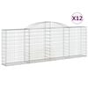 vidaXL Cestas de gaviones 12 uds forma arco hierro 300x30x100/120 cm