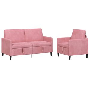 vidaXL Juego de Sof&aacute;s con Almacenamiento 2 uds. Rosa Poli&eacute;ster