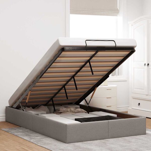 vidaXL Estructura de cama otomana sin colch&oacute;n gris pardo 120x200cm