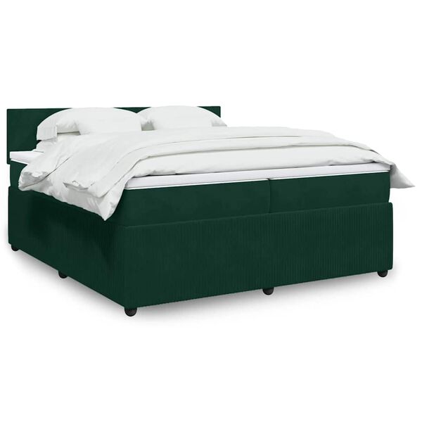 vidaXL Cama box spring con colch&oacute;n terciopelo verde oscuro 200x200 cm