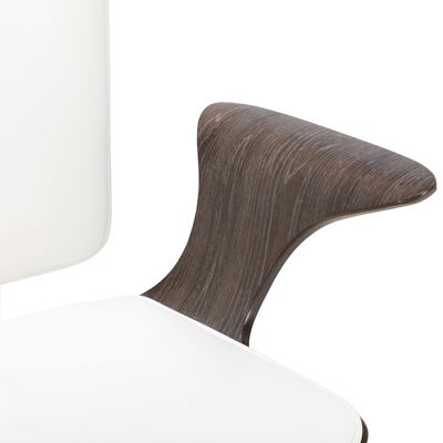 vidaXL Silla de oficina giratoria cuero sintético madera curva blanco