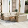 vidaXL Set de sof&aacute;s de jard&iacute;n 9 pzas con cojines rat&aacute;n sint&eacute;tico beige