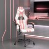 vidaXL Silla gaming cuero sintético blanco y rosa
