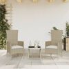 vidaXL Set comedor de jard&iacute;n 3 pzas con cojines rat&aacute;n sint&eacute;tico beige