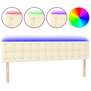 vidaXL Cabecero con LED cuero sint&eacute;tico color crema 180x5x78/88 cm