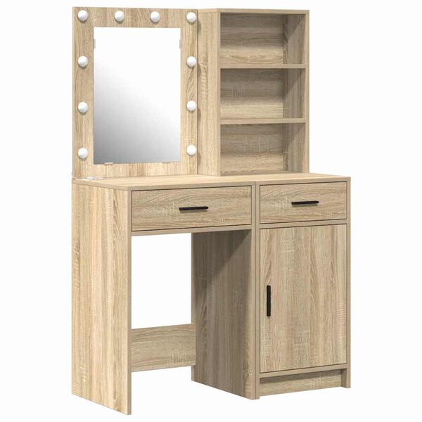 vidaXL Conjunto de mesa de vestidor con LED 2 pcs Roble Sonoma