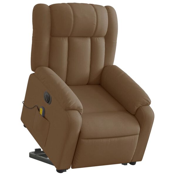vidaXL Sillón de masaje eléctrico reclinable elevable tela marrón