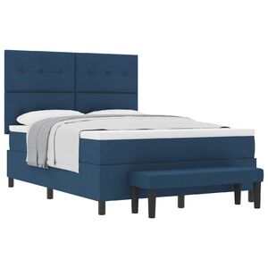 vidaXL Cama tipo Box Spring con cabecera Azul 140 x 200 cm tela