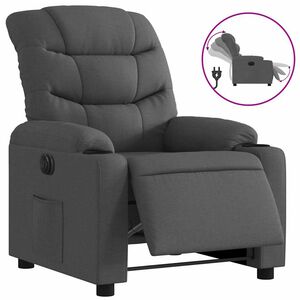 vidaXL Sill&oacute;n reclinable el&eacute;ctrico de tela gris oscuro