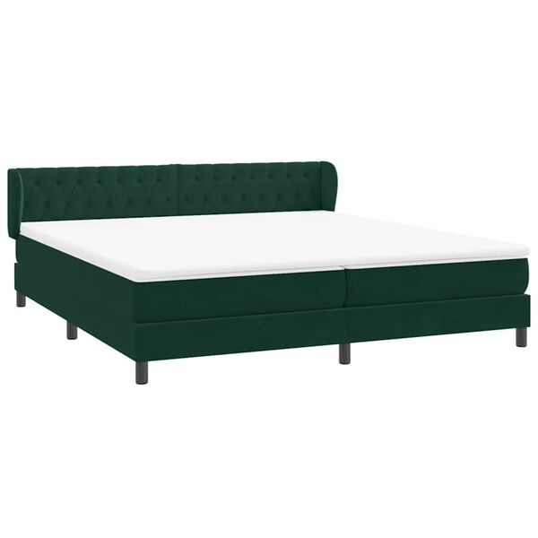 vidaXL Cama box spring con colchones terciopelo verde oscuro 180x210cm