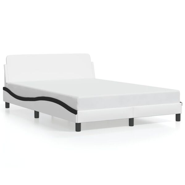 vidaXL Estructura de cama Dover cuero sint&eacute;tico blanco negro 140x190 cm