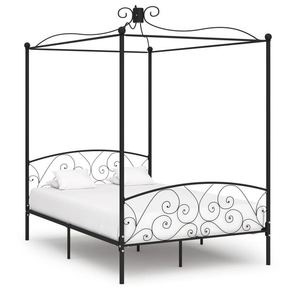 vidaXL Estructura cama con dosel sin colch&oacute;n metal negro 120x200 cm