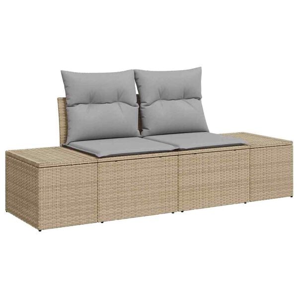 vidaXL Conjunto de sof&aacute; de jard&iacute;n 8 pcs Beige y gris rat&aacute;n sint&eacute;tico