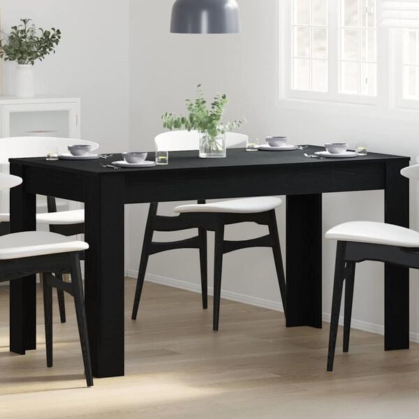 vidaXL Mesa de Comedor Roble Negro 140 x 74,5 x 76 cm ratán sintético