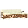 vidaXL Conjunto de sof&aacute;s de exterior 5 uds. Natural y Crema