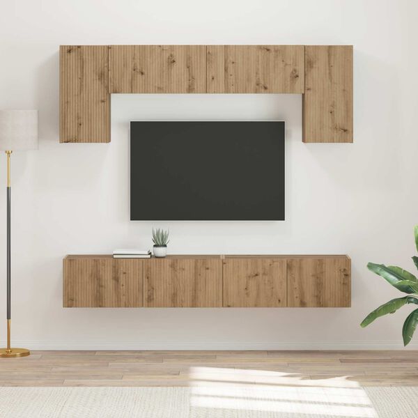 vidaXL Conjunto de mueble de TV 4 pcs Negro Madera de ingenier&iacute;a