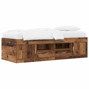 vidaXL Estructura de cama con almacenamiento Madera envejecida